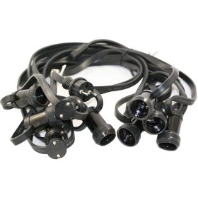   Tronix füzér 585-027 FLC-BL-100-50PL lapos gumikábel, végzáró, dugvilla, 100db E27 foglalat, 50m