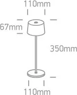 61082A / b fekete LED 3,3W WW asztali lámpa újratölthető USB socket IP65 szabályozható