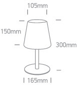 61084 / B Fekete LED 2W WW Asztali lámpa Újratölthető USB IP44 3 Lépés Dimmle