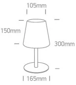 61084 / B Fekete LED 2W WW Asztali lámpa Újratölthető USB IP44 3 Lépés Dimmle