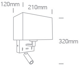 61120 / B / W Fekete Fali LED LED 3W WW + 12W E27 230V IP20 USB port
