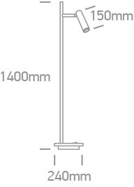 61132b / b / w fekete LED olvasás 3W + 8W alap WW padló lámpa IP20 230V