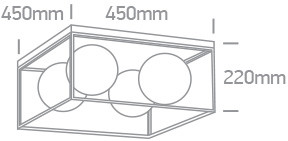 62174b / bs sárgaréz mennyezeti fény 4x8w E14 100-240V
