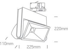 65040T / b / c fekete LED 40W CW pálya spot 60deg IP20 230V