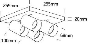 65405n / b fekete gu10 4x10w sötét fény
