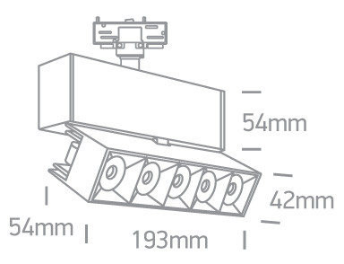 65506BT / B / W Fekete Track Light Állítható 20W WW 38DEG IP20 230V