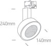 65652T / b / c fekete cobla LED 30W CW trackspot méhsejt 24deg 230V