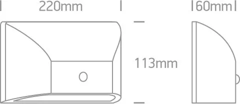 67396a / w / w fehér LED fali fény 6W WW IP65 230V érzékelő