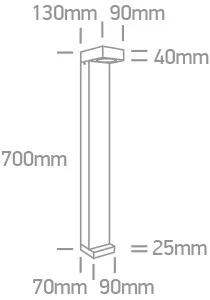 67508 / AN / W Antracit LED Bollard 70cm 6w ww IP65 230V
