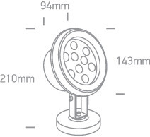 69064C / C 9X1W LED CW SS316 IP68 Állítható víz alatti 24V