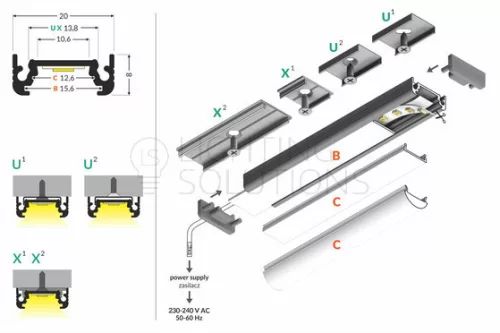 TOPMET LED profil SURFACE10 BC/UX 1000 mm fehér