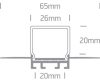 7904atr / Al Trimless profil 2m 20mm-es csíkok PC opál diffúzor