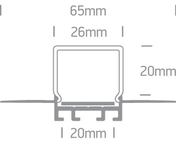 7904atr / Al Trimless profil 2m 20mm-es csíkok PC opál diffúzor
