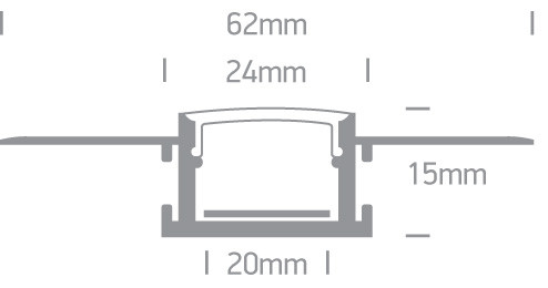 7904tr / al Alu Trimless profil 2m 20 mm-es csíkok + PC opál diff