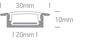 7906R / Al Alu süllyesztett profil 2m 20mm-es szalagokhoz + PC OPAL DIFF