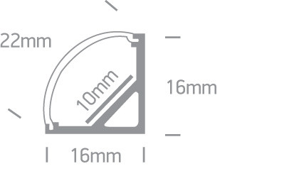 7908A / AL ALU háromszög profil 2m 10 mm-es csíkokhoz + PC OPAL DIFF