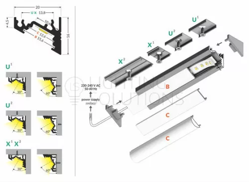 TOPMET LED profil CORNER10 BC/UX 2000 mm eloxált fekete