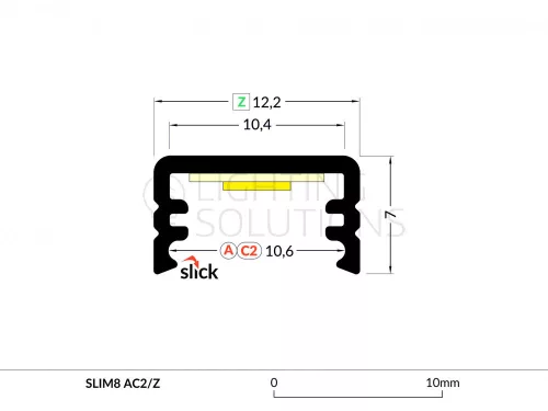 TOPMET LED profil SLIM8 AC2/Z 2000 mm eloxált