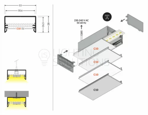 TOPMET LED profil LOWI 1000 mm fekete
