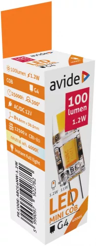 Avide LED 1.2W G4 COB NW 4000K