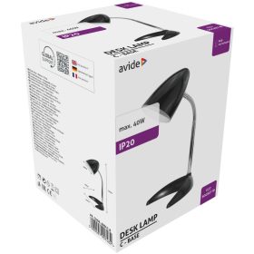   Avide Basic Asztali Lámpa C Talpú Fekete + LED fényforrás