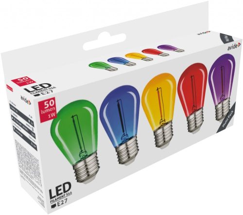 Avide Dekor LED Filament fényforrás 0.6W E27 (Zöld/Kék/Sárga/Piros/Lila)