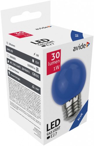 Avide Dekor LED fényforrás G45 1W E27 Kék