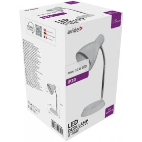   Avide Basic Asztali Lámpa O Talpú Fehér + LED fényforrás