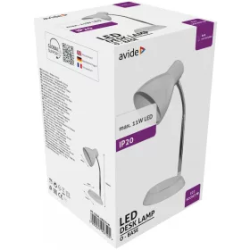   Avide Basic Asztali Lámpa O Talpú Fehér + LED fényforrás