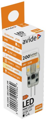 Avide Led 2W G4 160° Nw 4000K 