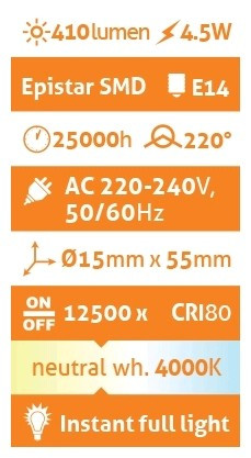 Avide LED 4.5W JD E14 220° NW 4000K