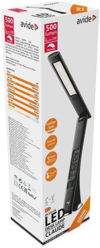 Avide LED Asztali Lámpa Üzleti Bőrhatású Claude Naptár Fekete 5W
