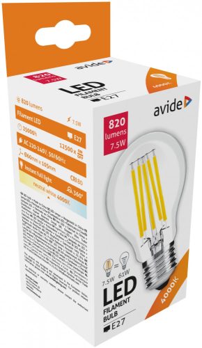 Avide LED Filament Globe 7.5W E27 360° NW 4000K