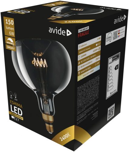 Avide LED Jumbo Filament Eshima 190x255mm Smoky 6W E27 2400K Dimmable, fényerőszabályozható