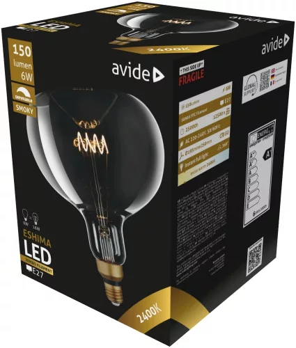 Avide LED Jumbo Filament Eshima 190x255mm Smoky 6W E27 2400K Dimmable, fényerőszabályozható