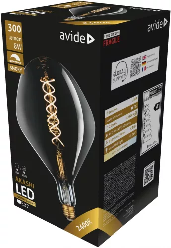 Avide LED Jumbo Filament Akashi 160x270mm Smoky 8W E27 2400K Dimmable, fényerőszabályozható