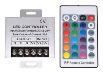 Avide RGB Led Szalag vezérlő,12V 432W, 24 Gombos Rádiófrekvenciás Távirányítóval
