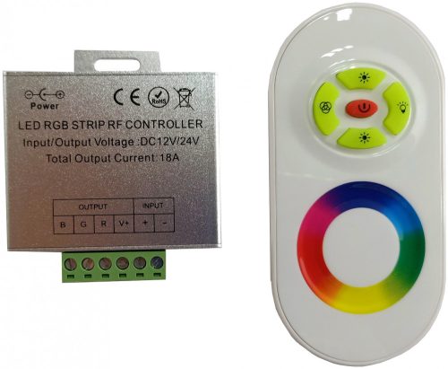 Avide RGB Led Szalag vezérlő, 12V 216W, 5 Gombos Rádiófrekvenciás Érintőpaneles Távirányítóval