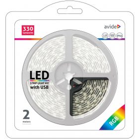 Avide LED Szalag Bliszter 5V 7.2W SMD5050 30LED RGB IP65 2m
