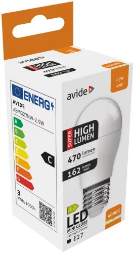 Avide LED Globe Mini G45 2.9W E27 NW 4000K Super High Lumen