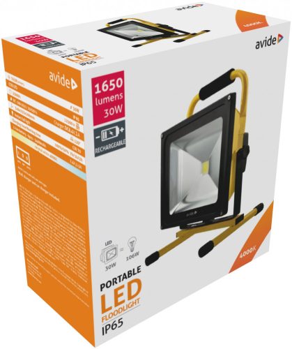 Avide LED Reflektor Akkumulátoros 30W NW 4000K