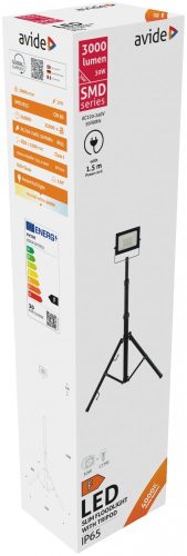 Avide LED Reflektor Slim SMD 30W NW 4000K 1 fej állvánnyal