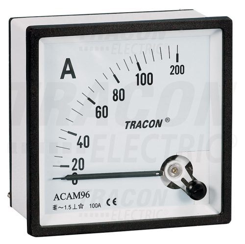Tracon Analóg váltakozó áramú ampermérő közvetlen méréshez 96×96mm, 10A AC
