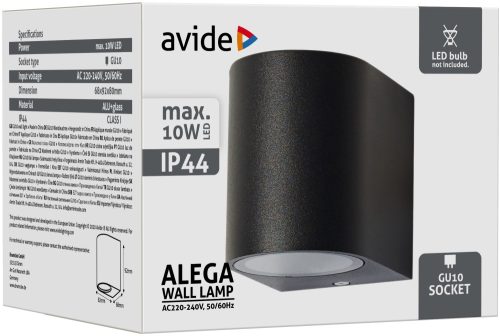 Avide kültéri fali lámpa Alega 1xGU10 IP44 Fekete