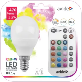   Avide Smart LED Mini Globe 5.5W RGB+W 2700K IR Távirányítóval