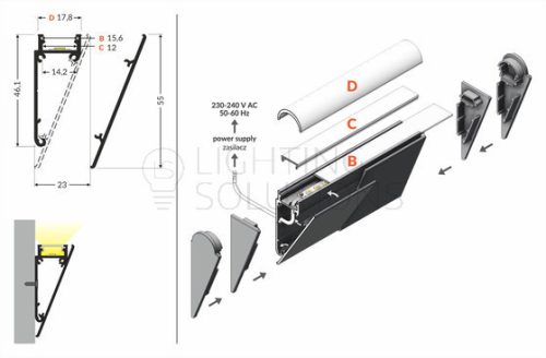 TOPMET LED profil WALLE12 BCD 2000 mm eloxált