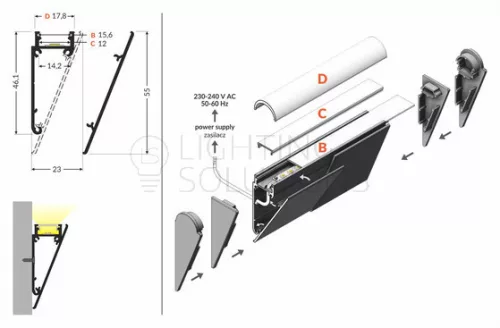 TOPMET alumínium takaró LED WALLE12 2000 mm natúr