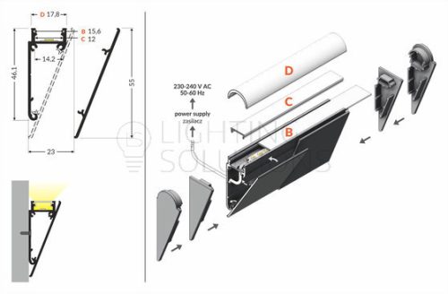 TOPMET LED profil WALLE12 BCD 2000 mm fehér