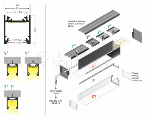TOPMET LED profil LINEA20 EF/TY 2000 mm natúr