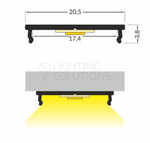 TOPMET LED profil FIX16 2000 mm eloxált fekete